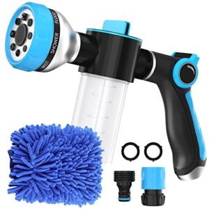 v.c.formark garden hose nozzle, 8 spray pattern car wash nozzle, ideal for watering plants, lawn, patio, cleaning, showering pet - upgrade thumb control design (blue)