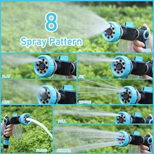 V.C.Formark Garden Hose Nozzle, 8 Spray Pattern Car Wash Nozzle, Ideal for Watering Plants, Lawn, Patio, Cleaning, Showering Pet - Upgrade Thumb Control Design (Blue)