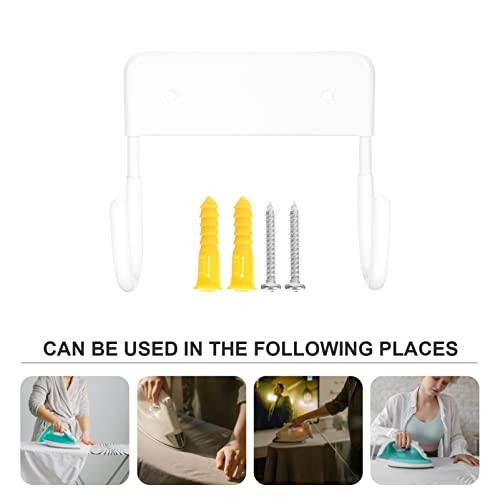 COLLBATH 1 Set Holder White Hooks Hanging Mount Storage Double for Wall Shelf Keys Hat Iron Hanger Towels Rooms Laundry Ironing Practical Coats Hangers Bedrooms Room of Board Bathroom Hook