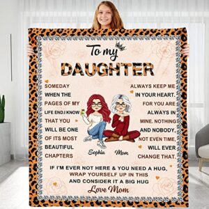 keraoo personalized blanket gift for daughter, christmas birthday gifts for daughter, custom throw blanket to my daughter from mom, mother's day graduation gifts (custom daughter-06)