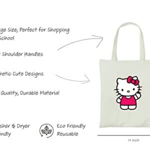 Cute Canvas Tote Bag - Cat Gifts for Women - Cat Gifts for Cat Lovers - Cat Mom Gifts - Birthday Bags for Cat Lover Gifts - Reusable Cat Tote Bag - Large Book Tote Bag (Hello Catty)