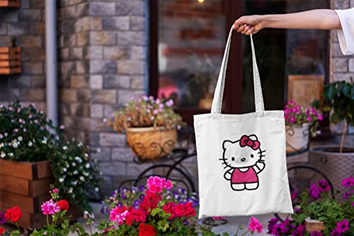 Cute Canvas Tote Bag - Cat Gifts for Women - Cat Gifts for Cat Lovers - Cat Mom Gifts - Birthday Bags for Cat Lover Gifts - Reusable Cat Tote Bag - Large Book Tote Bag (Hello Catty)