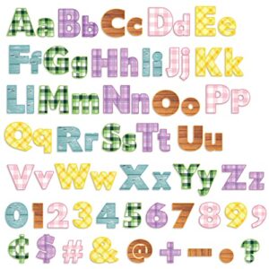 beyumi 208pcs colorful bulletin board letters for classroom spring color plaid alphabet letters number symbol punctuation cutout letters for bulletin board preschool primary school displays wall decor