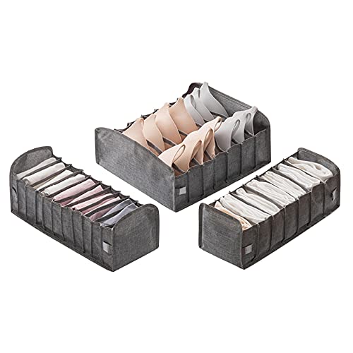 Underwear Drawer Organizer Dark Gray Collapsible Cabinet Organizer Closet Organizer Foldable Closet Organizer Compression Underwear Storage Box for Socks, Storage Containers for Clothes in Closet