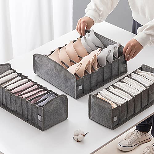 Underwear Drawer Organizer Dark Gray Collapsible Cabinet Organizer Closet Organizer Foldable Closet Organizer Compression Underwear Storage Box for Socks, Storage Containers for Clothes in Closet