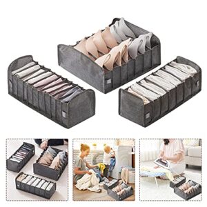 Underwear Drawer Organizer Dark Gray Collapsible Cabinet Organizer Closet Organizer Foldable Closet Organizer Compression Underwear Storage Box for Socks, Storage Containers for Clothes in Closet