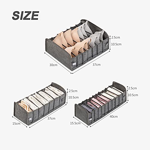 Underwear Drawer Organizer Dark Gray Collapsible Cabinet Organizer Closet Organizer Foldable Closet Organizer Compression Underwear Storage Box for Socks, Storage Containers for Clothes in Closet