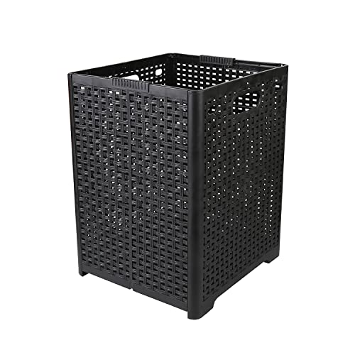 Laundry Basket, Hampers for Laundry, Collapsible Laundry Baskets Organizer Dirty Clothes Hamper Plastic Foldable Laundry Bin Corner Clothing Hamper, Towel Hamper for Wet Towels 48L (Black, 1pc)