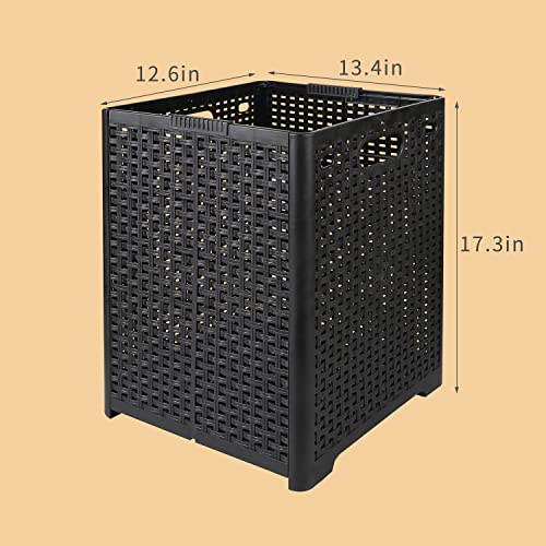 Laundry Basket, Hampers for Laundry, Collapsible Laundry Baskets Organizer Dirty Clothes Hamper Plastic Foldable Laundry Bin Corner Clothing Hamper, Towel Hamper for Wet Towels 48L (Black, 1pc)