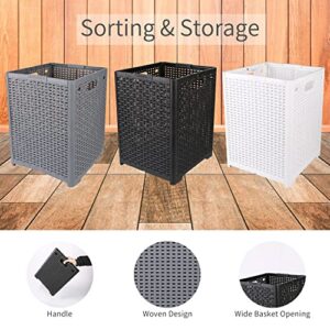 Laundry Basket, Hampers for Laundry, Collapsible Laundry Baskets Organizer Dirty Clothes Hamper Plastic Foldable Laundry Bin Corner Clothing Hamper, Towel Hamper for Wet Towels 48L (Black, 1pc)