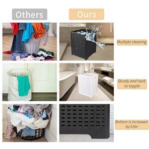 Laundry Basket, Hampers for Laundry, Collapsible Laundry Baskets Organizer Dirty Clothes Hamper Plastic Foldable Laundry Bin Corner Clothing Hamper, Towel Hamper for Wet Towels 48L (Black, 1pc)