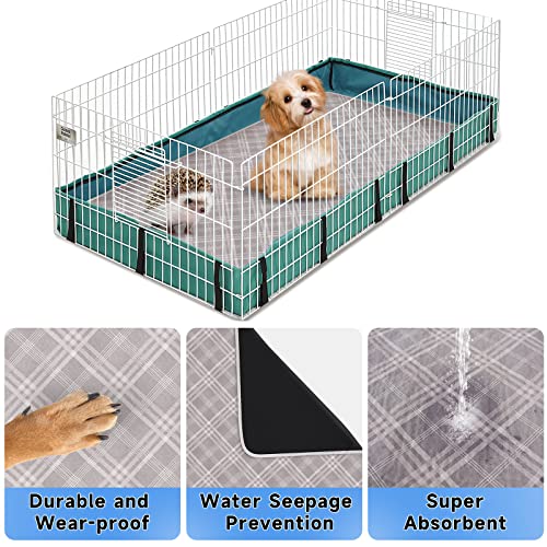 Guinea Pig Bedding Cage Liners - 2 Pack 47" X 24" Washable Waterproof Reusable Absorbent Guinea Pig Fleece Pet Pee Pads for Small Animals Cages Rabbit Hamster Rat