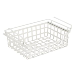 mDesign Nate Home by Nate Berkus Sliding Under Shelf Hanging Pull Out Organizer | Metal Wire Basket Organizer for Kitchen Cabinets or Pantry Shelves from mDesign - Matte White