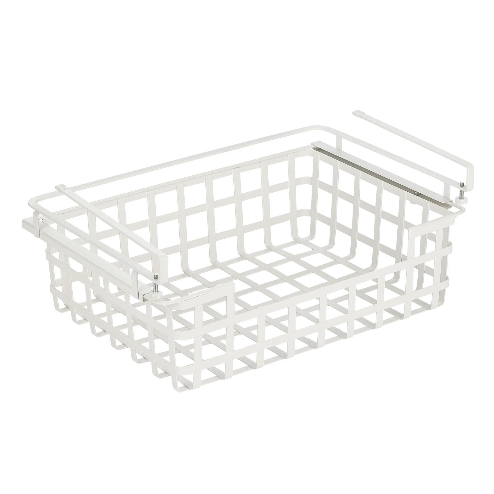 mDesign Nate Home by Nate Berkus Sliding Under Shelf Hanging Pull Out Organizer | Metal Wire Basket Organizer for Kitchen Cabinets or Pantry Shelves from mDesign - Matte White