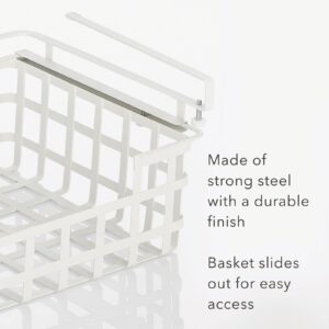 mDesign Nate Home by Nate Berkus Sliding Under Shelf Hanging Pull Out Organizer | Metal Wire Basket Organizer for Kitchen Cabinets or Pantry Shelves from mDesign - Matte White