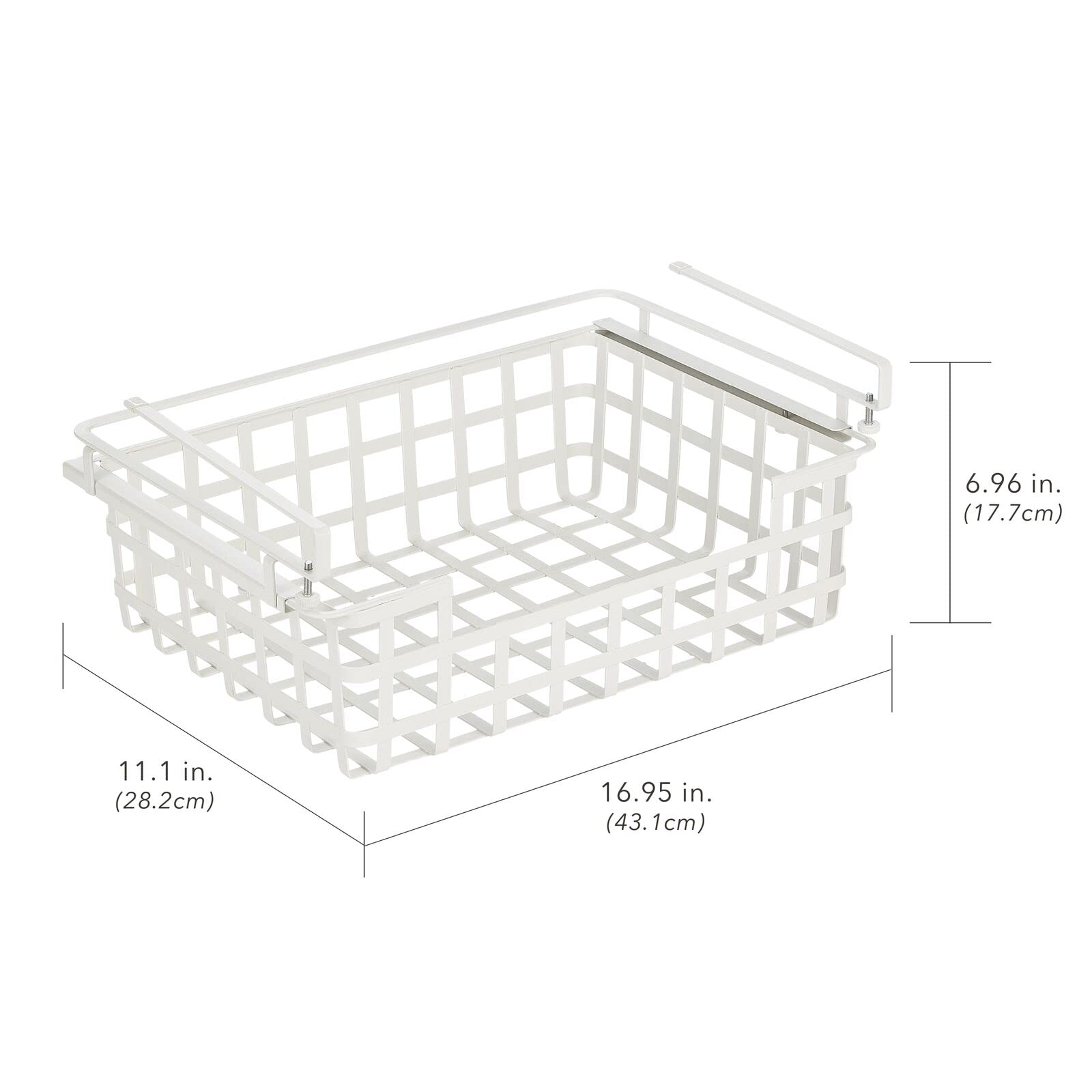 mDesign Nate Home by Nate Berkus Sliding Under Shelf Hanging Pull Out Organizer | Metal Wire Basket Organizer for Kitchen Cabinets or Pantry Shelves from mDesign - Matte White