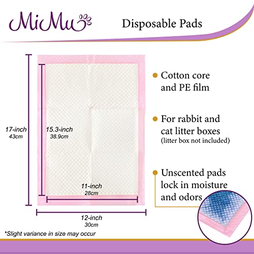 MiMu 100 Pack Cat Litter Box Liner Pads - Unscented Cat Pad Refills for Litter Box Systems - 12 x 17 Inch