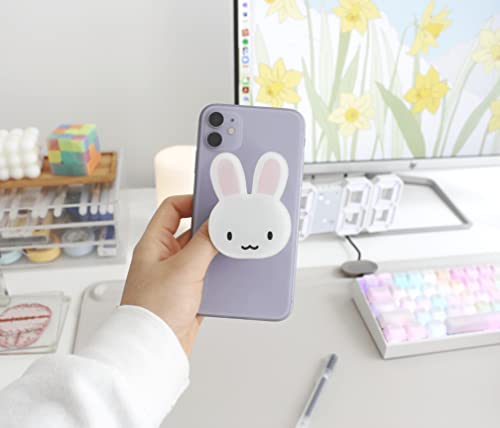 Bunny Rabbit Phone Grip Phone Charm | Phone Stand, Phone Mount, Grip tok (White)