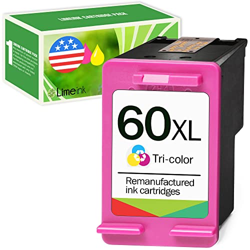 Limeink Remanufactured Ink Cartridge 60XL 60 XL Replacement for HP Envy 100 110 120 Photosmart c4680 c4780 c4795 d110 Deskjet d2680 f2430 f4280 f4440 f4580 f4480 Printer 1 Color