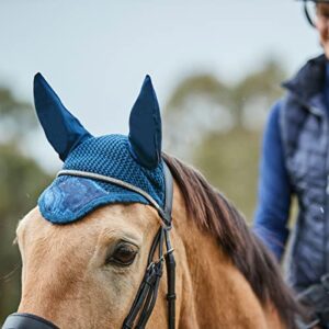 Weatherbeeta Prime Marble Shimmer Ear Bonnet, Navy/Gold Swirl Marble Print, Full