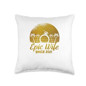 epic wife since 2021 anniversary wife wedding throw pillow, 16x16, multicolor
