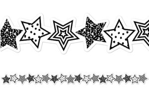 teacher created resources black and white stars die-cut border trim