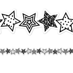 Teacher Created Resources Black and White Stars Die-Cut Border Trim