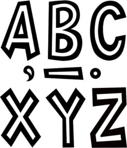 teacher created resources black and white 7" fun font letters