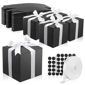 80 pcs 5x5x5" gift boxes paper mug box candle boxes with lids black boxes for packaging small gift wrap boxes bridesmaid proposal box with ribbons and glue point for wedding birthday groomsmen present
