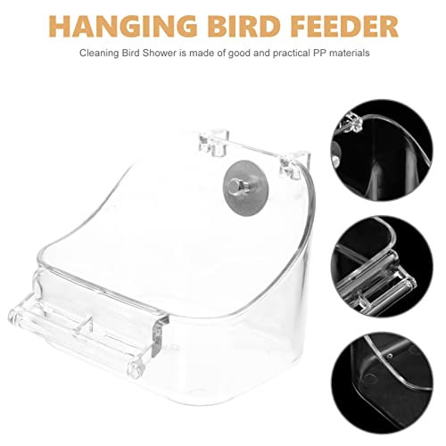 Ipetboom 1 Set Bird Bathtub Bath Shower Box Bowl Hanging Bird Bath Cube Parrot Bath Tub Parakeets Bird Feeder Cage Accessory for Small Bird Parrots Cockatiel