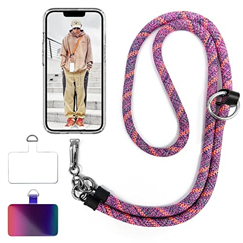 Cell Phone Lanyard, Universal Phone Crossbody Lanyards for Around The Neck, Necklace Lanyard & Wrist Strap with Phone Patch×2, Nylon Shoulder Phone Strap for Women Men