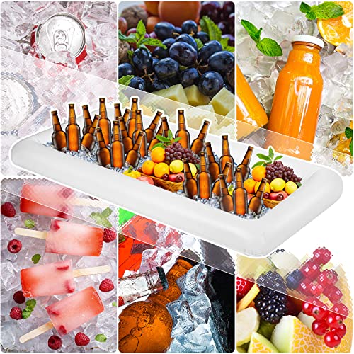 10 Packs Inflatable Serving Bars Ice Buffet Salad Serving Trays Large Food Drink Cooler Holder Containers for Indoor Outdoor BBQ Picnic Pool Beach Summer Luau Party Supplies