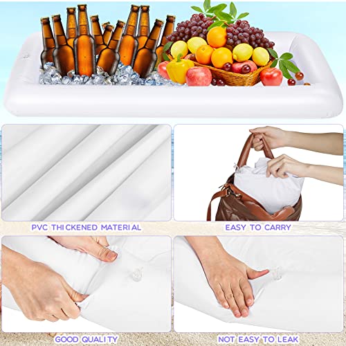 10 Packs Inflatable Serving Bars Ice Buffet Salad Serving Trays Large Food Drink Cooler Holder Containers for Indoor Outdoor BBQ Picnic Pool Beach Summer Luau Party Supplies