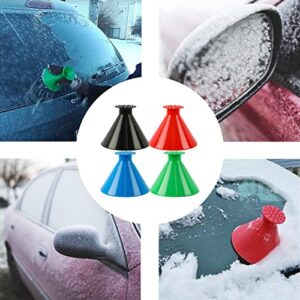 KONON ONE Magical Car Ice Scraper, 4 Packs Ice Scrapers for Car Windshield, 2 in 1 Multifunctional Snow Grass Ice Scraper with Funnel, Cone-Shaped Car Snow Remover, Gift for Chrismas Thanksgiving