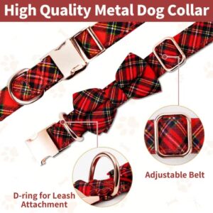 Christmas Dog Collars for Female Dogs,Dog Bow Tie Collar as Dog Gifts for Large and Medium Dog,Pet Gift Collar with Bow Tie & Soft Bandana,Adjustable Dog Bow Tie Collar,Girl Dog Collar for Large Dogs