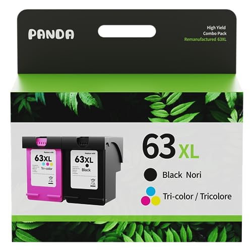 Panda 1 BK 1 Tri Color Remanufactured 63xl 63 Ink Cartridge for HP OfficeJet 3830 4650 5255 Envy 4520 4512 4513 Deskjet 1112 2130 Printer