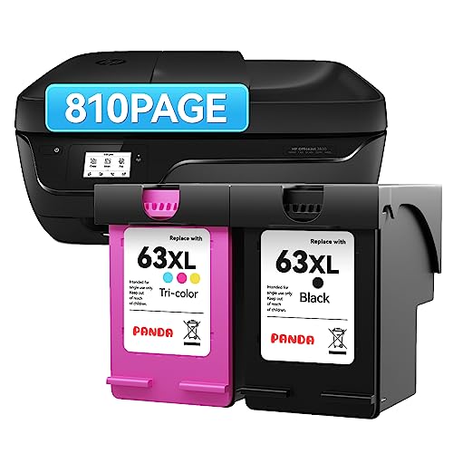 Panda 1 BK 1 Tri Color Remanufactured 63xl 63 Ink Cartridge for HP OfficeJet 3830 4650 5255 Envy 4520 4512 4513 Deskjet 1112 2130 Printer