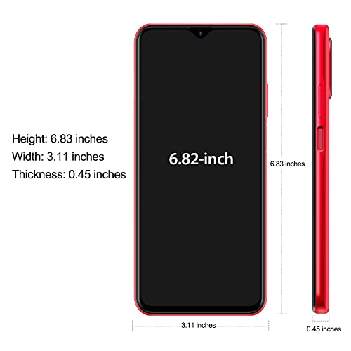 Ulefone Note 12 Unlocked Cell Phone, 4G Unlocked Smartphone, 6.82” Ultra-Large Screen with Slim Structure, 7700mAh Battery, 4+128GB, 3-Card Slot, Face Unlock/Fingerprint Recognition, Red