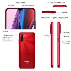 Ulefone Note 12 Unlocked Cell Phone, 4G Unlocked Smartphone, 6.82” Ultra-Large Screen with Slim Structure, 7700mAh Battery, 4+128GB, 3-Card Slot, Face Unlock/Fingerprint Recognition, Red
