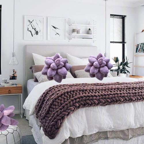 3D Succulent Pillow Super Soft Imitation Rabbit Fur Succulent Plush Pillows Creative Cactus Pillow Plant Shaped Decor Throw Pillow for Couch Sofa Bed Car Chair Cushion