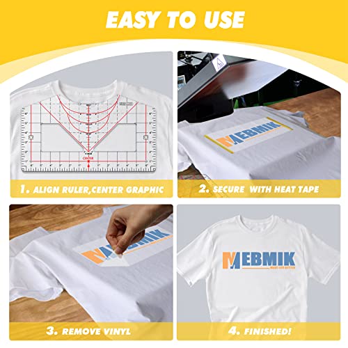 Tshirt Ruler Guide for Vinyl Alignment,T Shirt Ruler to Center Design,Tshirt Measurement Tool with Heat Tape ,Sublimation,Heat Transfer,Acrylic Ruler for All Size,Heat Press Accessories