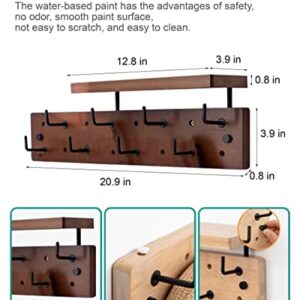 HSEOFBUTY Multi-Functional Wall Mounted Coat Rack Shelf with 8 Metal Hooks, Heavy Duty Storage Shelf for Space Saving and Organizing, Perfect for Coats, Hats, Scarves, and More