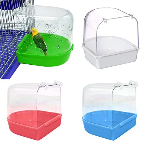 Hiborth Pet Bird Parrot Transparent Bathing Tub Bathtub Shower Box Hanging Cage Decor [Shipped from US]