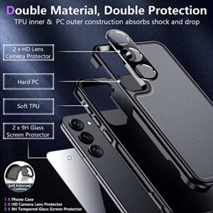 Red2Fire Designed for Samsung Galaxy S23 Plus Case, 2X[9H Tempered Glass Screen Protector + HD Camera Lens Protector][Military Grade Drop-Proof] Dual Layer Heavy Duty Shockproof Case-Black