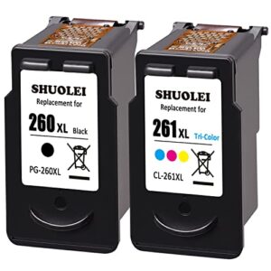 shuolei pg-260xl cl-261xl ink cartridges compatible for canon 260 261 pg-260 xl pg 260 xl 260xl cl-261 xl combo pack for canon ts5320 ts6420a ts6420 tr7020a tr7020 (2 packs, 1 black+1 tri-color)