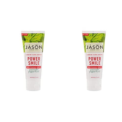 Jason Powersmile Whitening Fluoride-Free Toothpaste, Powerful Peppermint, Travel Size, 3 Oz (Pack of 2)