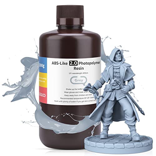 ELEGOO Standard Photopolymer Resin Grey 1KG + ELEGOO ABS-Like Resin 2.0 Grey 1KG