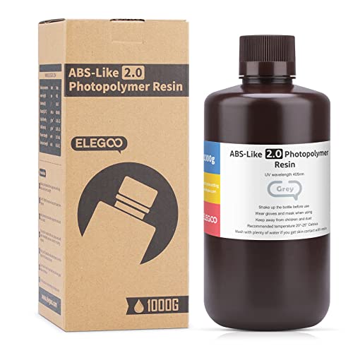 ELEGOO Standard Photopolymer Resin Grey 1KG + ELEGOO ABS-Like Resin 2.0 Grey 1KG