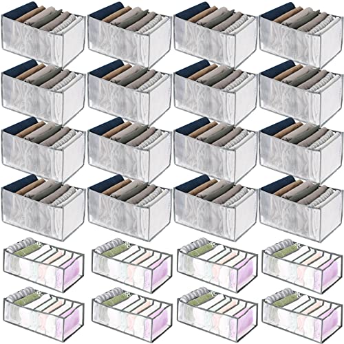 Roowest 24 Pcs Wardrobe Clothes Organizer Closet Organizers Foldable Washable Drawer Dividers for Clothes Drawer Organizer Clothes Jeans Organizer for T-Shirts,Jeans,Pants (7 Grids)