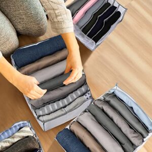 Roowest 24 Pcs Wardrobe Clothes Organizer Closet Organizers Foldable Washable Drawer Dividers for Clothes Drawer Organizer Clothes Jeans Organizer for T-Shirts,Jeans,Pants (7 Grids)